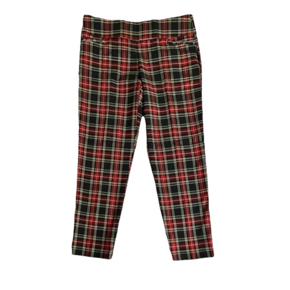 Terra & Sky Women's Blk/Red Plaid Pull-On Waist Stretchy Pants | Size 0X (14W)